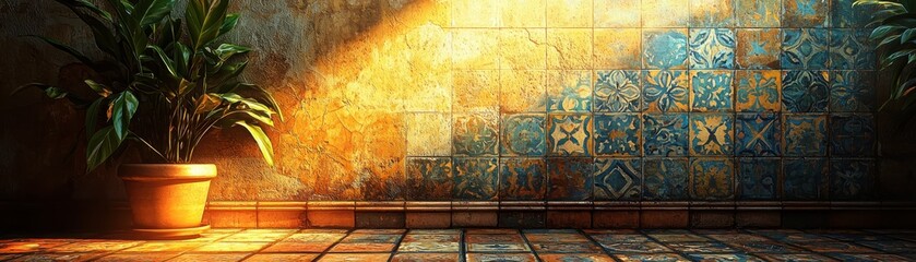Poster - Explore the beauty of portuguese azulejos illuminated by golden hour light