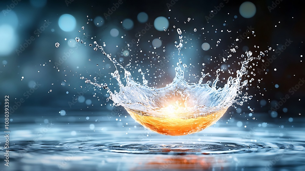 D rendering of a high resolution water splash exploding from the center ...