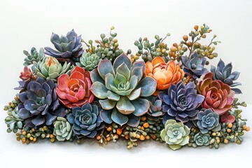 Poster - Create a stunning watercolor artwork featuring assorted succulents with unique leaf shapes