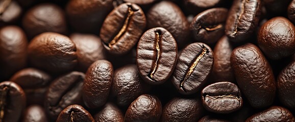 Wall Mural - Close-up coffee beans background, roasted coffee beans