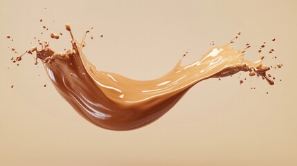 Poster - A splash of chocolate milk is shown in a white background