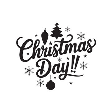 Joyful Christmas Day Calligraphy typography silhouette illustration
