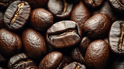 Wall Mural - Close-up coffee beans background, roasted coffee beans