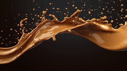 Poster - A splash of chocolate milk is shown in a black background
