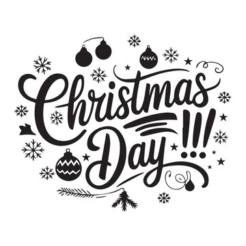 Joyful Christmas Day Calligraphy typography silhouette illustration