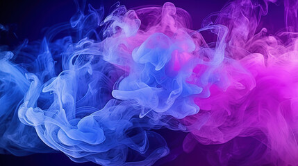 Poster - Fantastic Blue purple glowing glossy vapor texture on black abstract art background