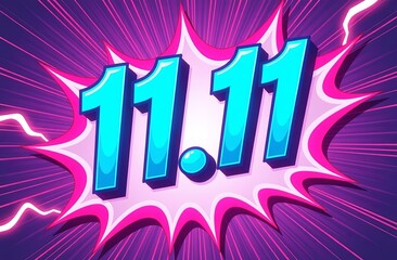Wall Mural - 11.11 sale. comix style. illustration for shopping day, online shopping, special offer coupon, vouch