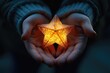 © Gatherina - Child holding glowing golden star in open hands