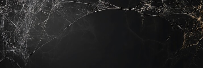 A close-up shot of a spider web in black and white, with intricate details

