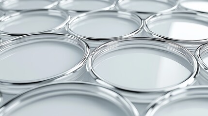 Poster - Close-up of abstract circular glass rings arranged in a minimalist design, showcasing clarity, symmetry, and modern elegance in a seamless pattern, Generative AI