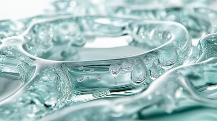 Poster - Abstract close-up of clear glass texture with fluid-like bubbles, capturing simplicity, purity, and the delicate beauty of transparency in modern design, Generative AI