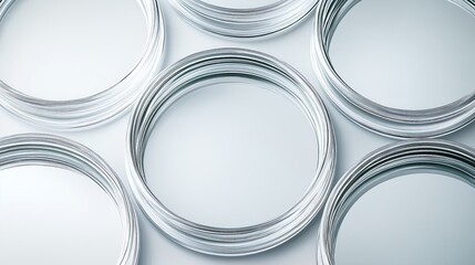 Poster - Close-up of abstract circular glass rings arranged in a minimalist design, showcasing clarity, symmetry, and modern elegance in a seamless pattern, Generative AI