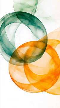 Elegant vertical social media banner India Republic Day abstract design with overlapping saffron and green circles, fading into a soft white background, adorned with subtle blue Ashoka Chakra outlines