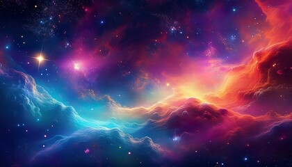 colorful space background with nebula clouds and star dust