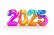 © olyphotostories - 2025 Neon Numbers for Happy New Year card or banner on white background