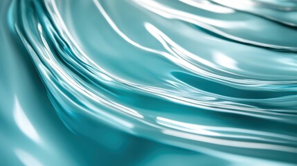 Poster - An abstract design showcasing teal wave patterns with shiny reflections and fluid motion, offering a sense of tranquility and artistic interpretation.