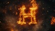 © savittree - Fiery Letter H Created from Blazing Flames Against a Dark Background, Ideal for Dynamic Designs and Powerful Branding Concepts
