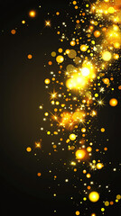 Poster - Golden sparkles cascading against a dark background