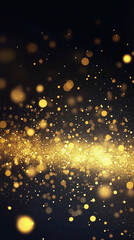 Poster - Golden particles shimmering against a dark background at night