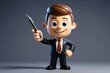 © Michael - 3D Cartoon Character Holding Digital Pen in Business Gesture Clip Art Illustration