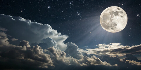 Naklejka na meble sky with moon and clouds