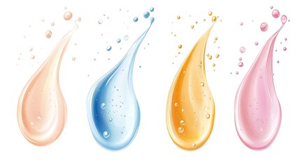 Poster - A collection of colorful liquid droplets with bubbles, showcasing a glossy texture and vibrant hues.