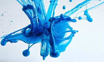 Wall Mural - blue ink explosion: a mesmerizing abstract photograph captures the dynamic energy of blue ink as it 