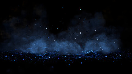 Sticker - Fire blue embers particles texture overlays . Burn effect on isolated black background. Design texture.