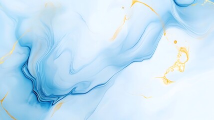 Poster - A serene abstract design featuring soft blue and gold swirls for artistic or decorative purposes.