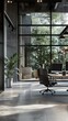 © Sasha - Modern office with sleek furniture and large windows, 4K hyperrealistic photo