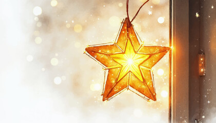 Christmas banner, Warm and inviting Christmas star decoration glowing softly during the festive holiday season