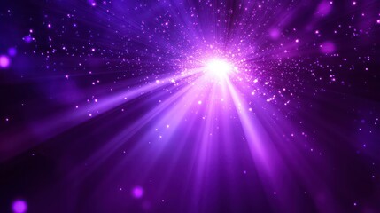 Poster - Abstract purple and white light beams with bokeh effect.
