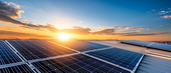 harnessing solar energy investment rooftop solar panels urban environment sunset view renewable conc
