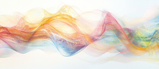 Aufkleber - Colorful sound waves against a white background, with vibrant curves, soft lines, and shapes. 