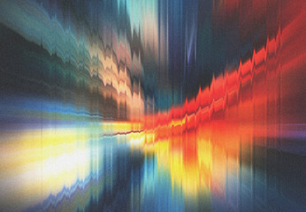 Wall Mural - abstract blurred grainy neon gradient background texture. digital grain dust soft noise ribbed glass