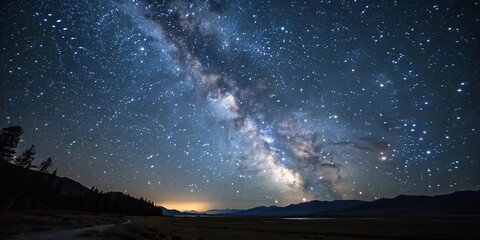 Wall Mural - a vast and mysterious night sky with a multitude of stars shining like tiny beacons in the darkness,