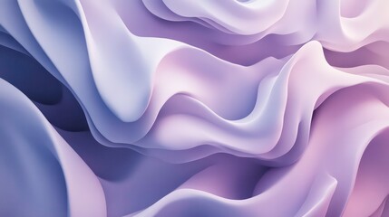 Poster - Abstract 3D rendering of soft, flowing waves in pastel purple and blue shades.