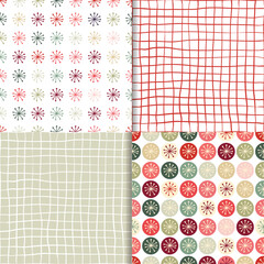 Wall Mural - christmas seamless patterns set, decorative wrapping paper in christmas colors, seasonal wallpapers