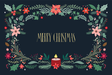 Wall Mural - merry christmas greeting card, poster, banner, invitation, elegant seasonal design, winter specific 