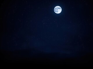 Wall Mural - A dark canvas of night sky with twinkling stars and a full moon, set against a backdrop of deep blues and purples, purple, orange, nebulae