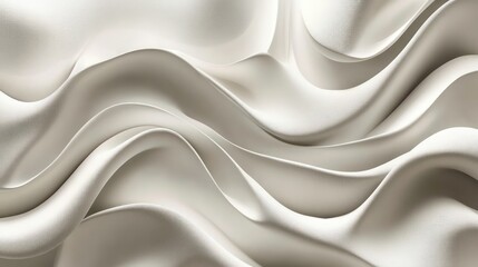 Poster - Abstract white flowing fabric background texture with soft waves and curves.