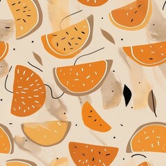 Poster - Colorful minimal orange pattern design for fabric abstract art modern aesthetic textiles close-up view seamless style