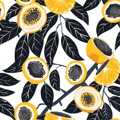 Poster - Vibrant passionfruit pattern design abstract fabric print seamless textile art modern aesthetic top view minimalist tropical concept