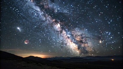 Wall Mural - The vast and mysterious expanse of the night sky with stars and planets, celestial bodies, starry background, cosmic dust, darkness