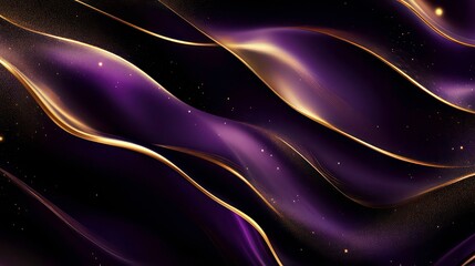 Poster - Sophisticated dark purple background with flowing gold accents and shimmering luminous effects