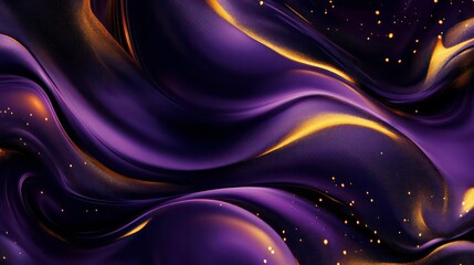 Poster - Sophisticated dark purple background with flowing gold accents and shimmering luminous effects