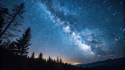 Wall Mural - dense celestial canvas with twinkling stars spread across a deep blue sky, sparkling, celestial, sta