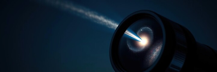 Wall Mural - Telescope lens with a comet's tail magnified, comet, planetary formation, astronomy