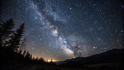 Wall Mural - *darkness of the night sky with stars twinkling like diamonds against a black canvas, universe, spar