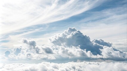 Wall Mural - A delicate wispy cloud formation in the center of a pure white background, airy, fog